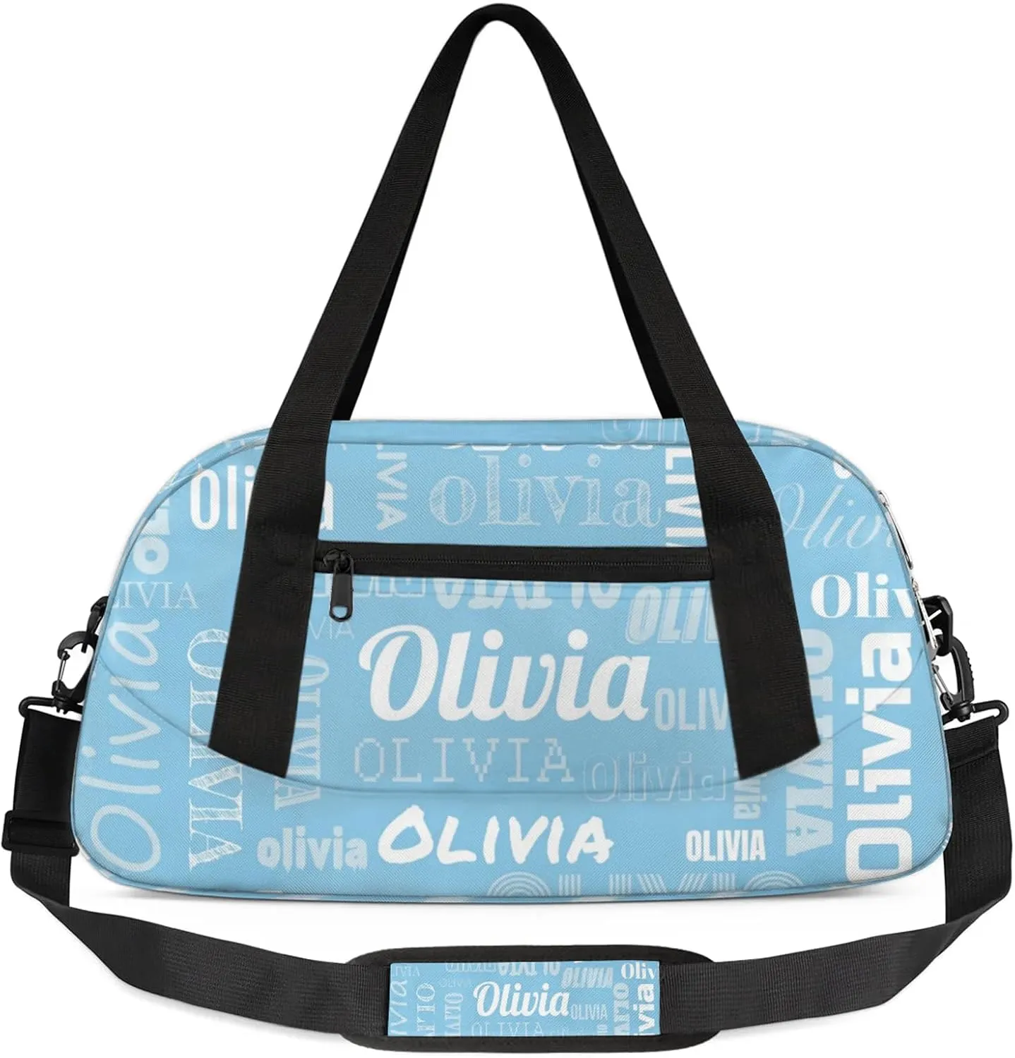 Personalized Duffel Bag with Name Custom Travel Sports Bag for Women Men Waterproof Dance Ballet Bag Lightweight 18.5in, Sky Blue
