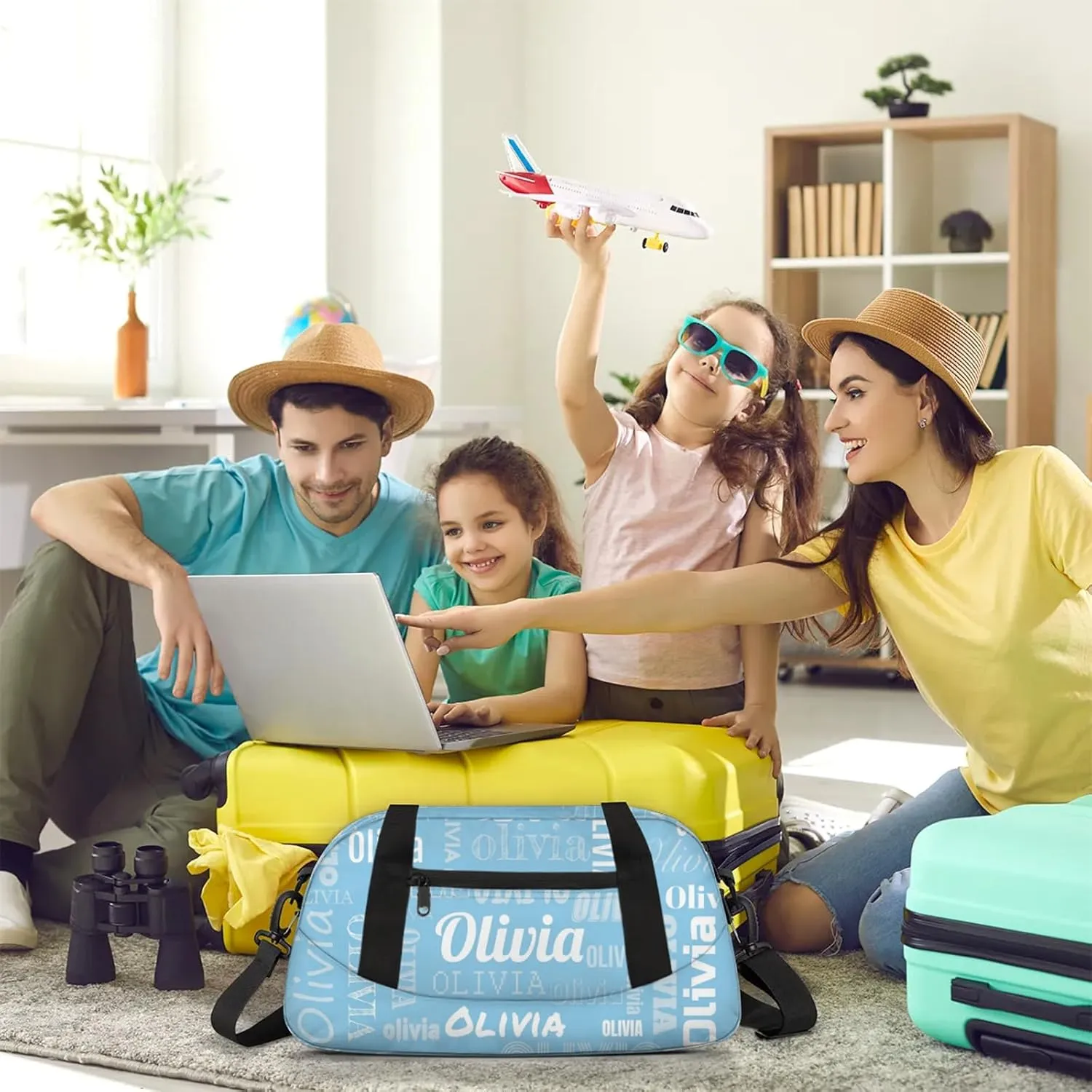 Personalized Duffel Bag with Name Custom Travel Sports Bag for Women Men Waterproof Dance Ballet Bag Lightweight 18.5in, Sky Blue
