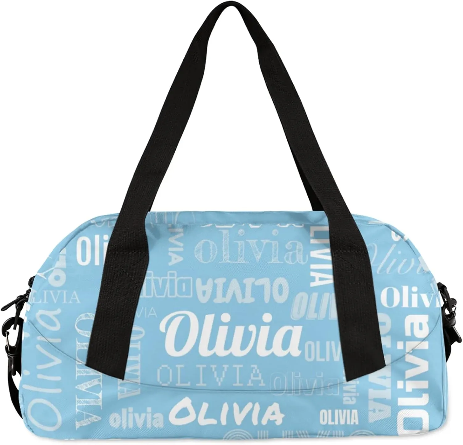 Personalized Duffel Bag with Name Custom Travel Sports Bag for Women Men Waterproof Dance Ballet Bag Lightweight 18.5in, Sky Blue