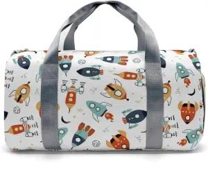Personalized Gym Bag,Custom Name Space Cartoon Rockts Sport Duffel Bag Weekender Carry On Travel Duffel Bag