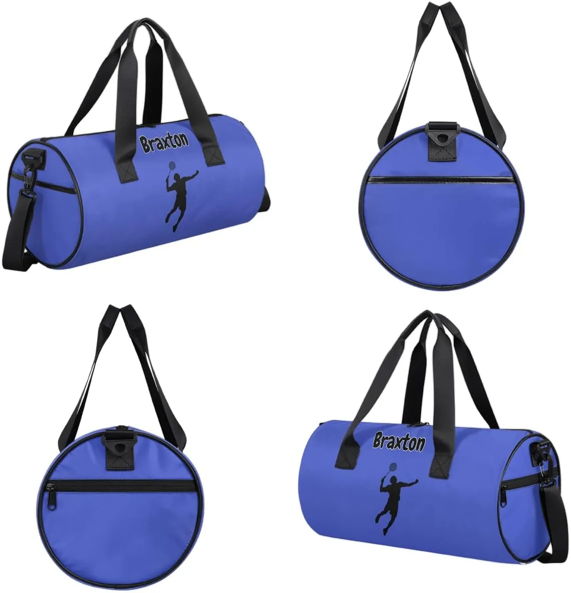 Personalized Kids Sport Duffel Bag with Custom Name Carry On Sleepover Weekender Travel Bag - Badminton