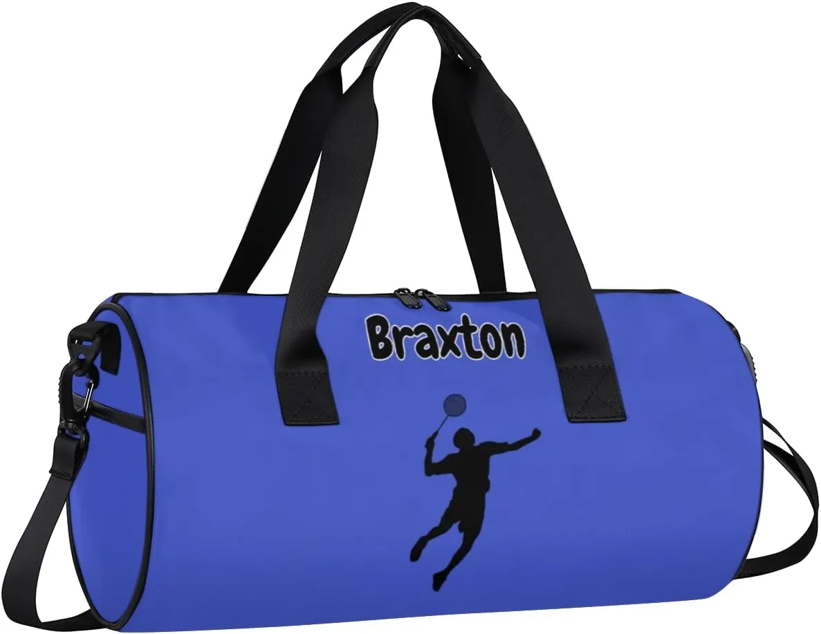 Personalized Kids Sport Duffel Bag with Custom Name Carry On Sleepover Weekender Travel Bag - Badminton