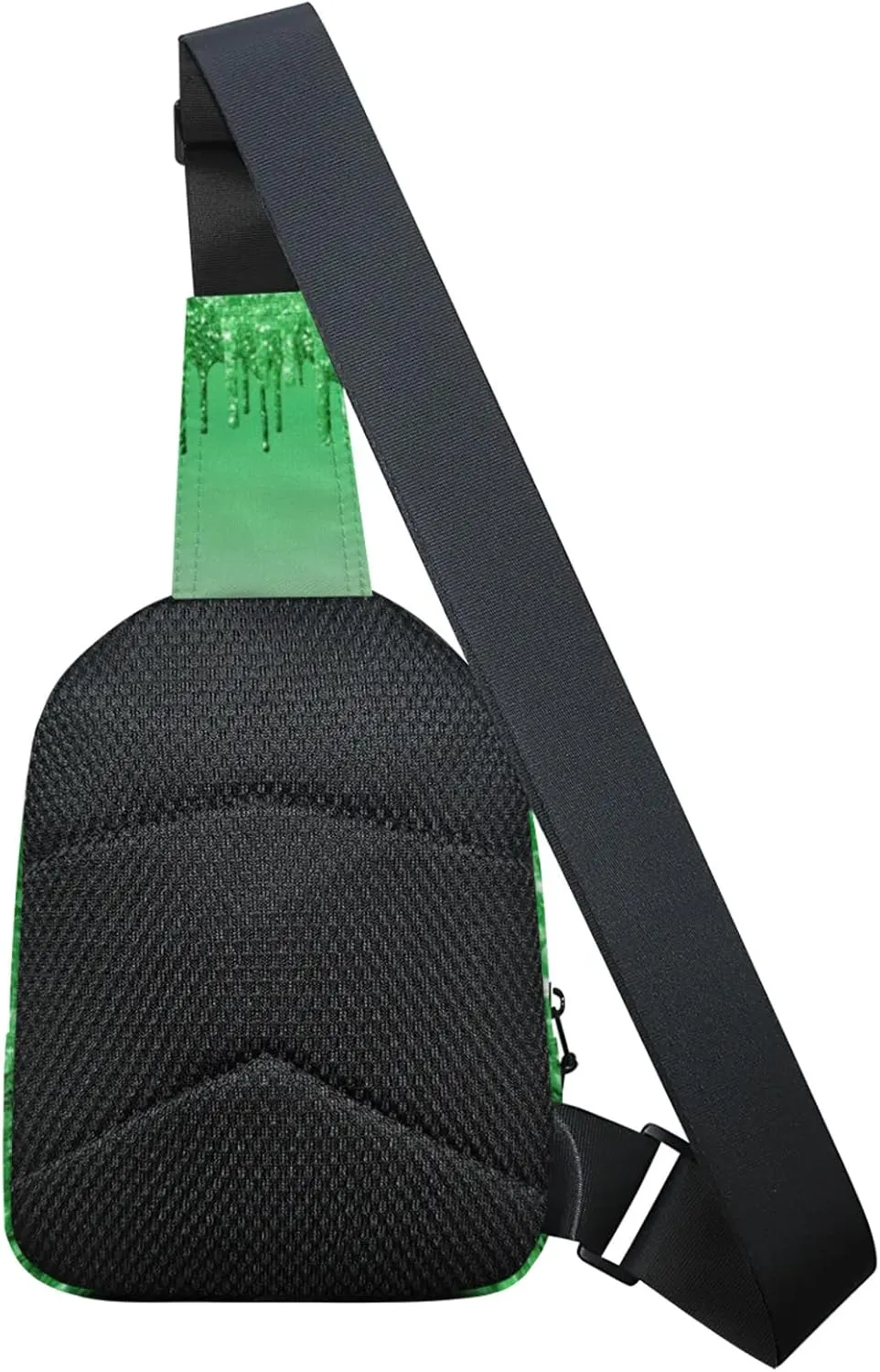 Personalized Sling Bag with Initial Name Custom Crossbody Sling Backpack Customize Chest Bag Daypack for Men Women, Green Glitter