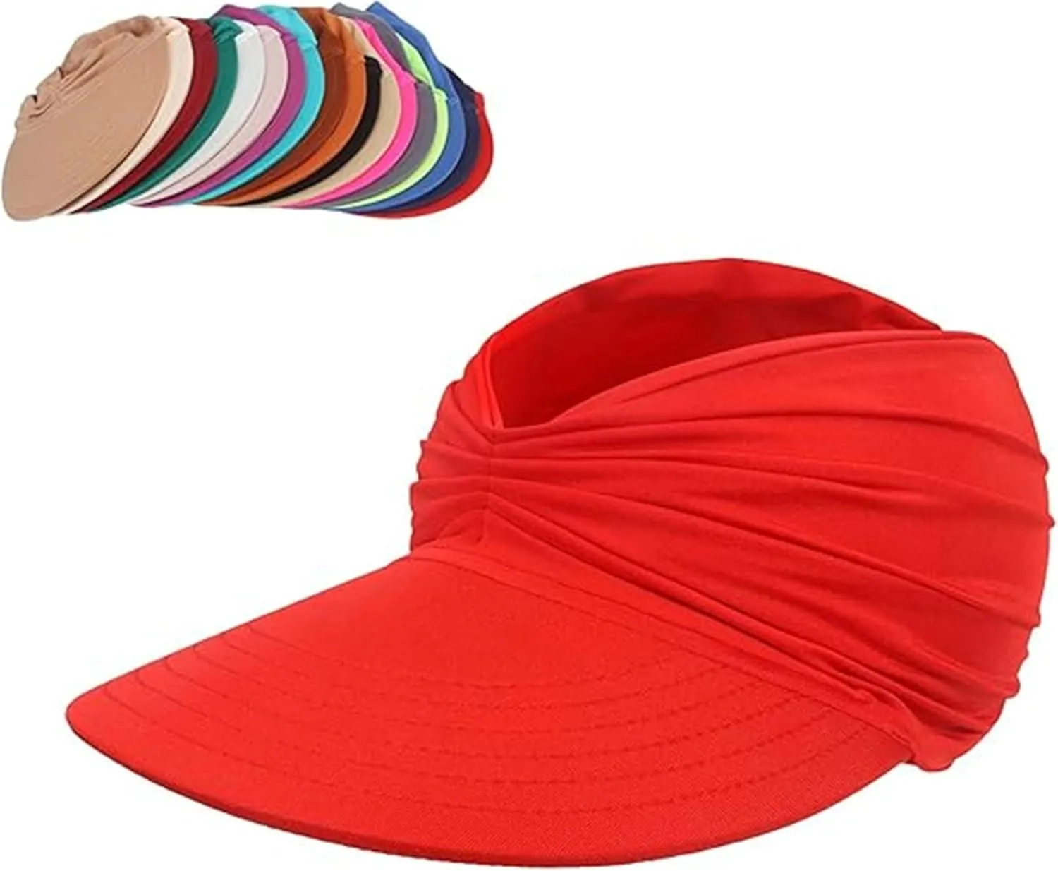Peshoriadm Summer Women's Sun Hat, Wide Brim Breathable Empty Elastic Top Ponytail Sun Beach Hats, for Beach and Vacation
