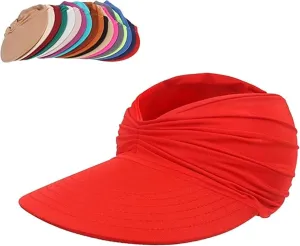 Peshoriadm Summer Women's Sun Hat, Wide Brim Breathable Empty Elastic Top Ponytail Sun Beach Hats, for Beach and Vacation