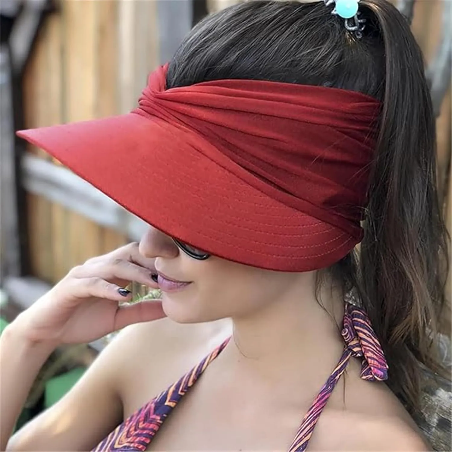 Peshoriadm Summer Women's Sun Hat, Wide Brim Breathable Empty Elastic Top Ponytail Sun Beach Hats, for Beach and Vacation