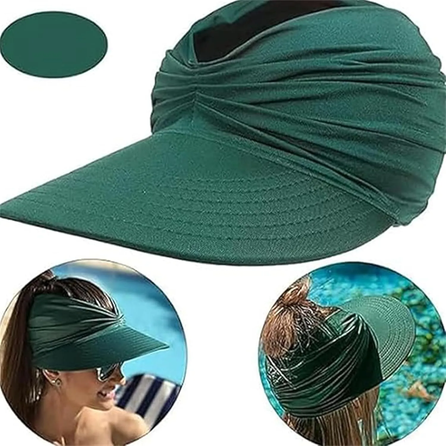 Peshoriadm Summer Women's Sun Hat, Wide Brim Breathable Empty Elastic Top Ponytail Sun Beach Hats, for Beach and Vacation