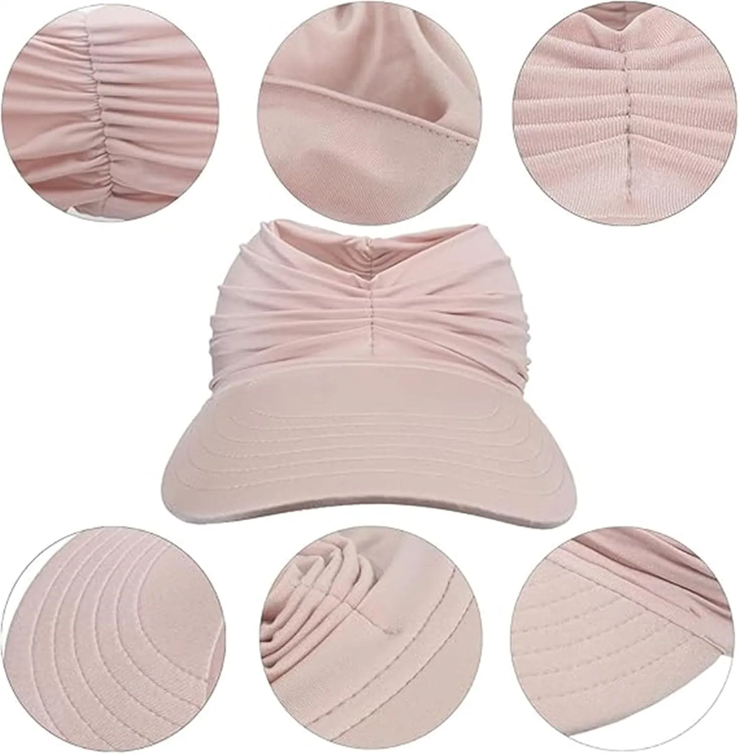 Peshoriadm Summer Women's Sun Hat, Wide Brim Breathable Empty Elastic Top Ponytail Sun Beach Hats, for Beach and Vacation