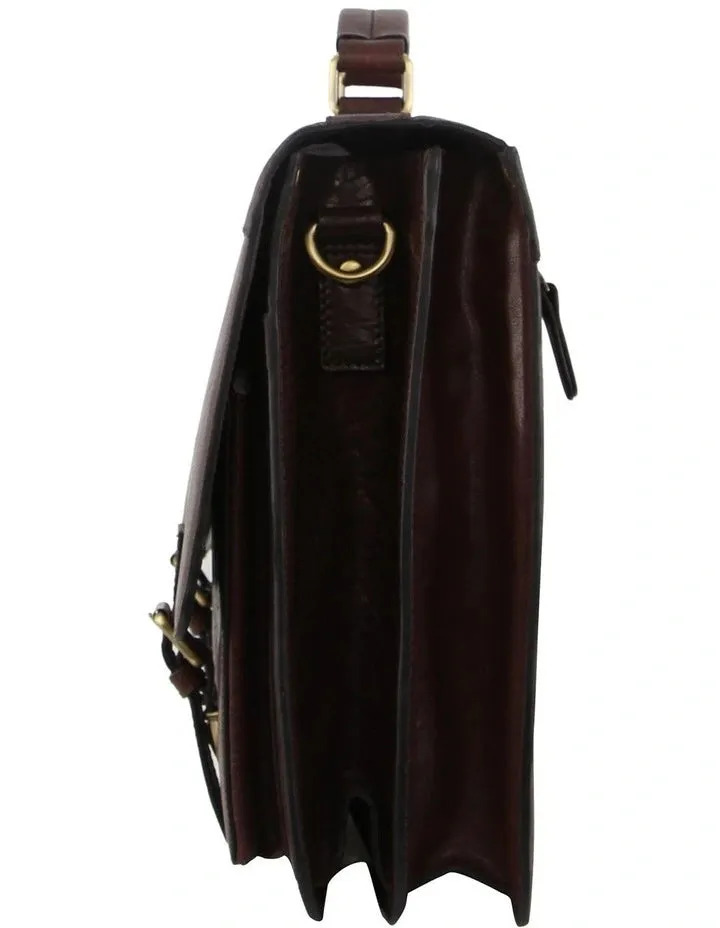 Pierre Cardin Leather Business Briefcase 3523 Brown