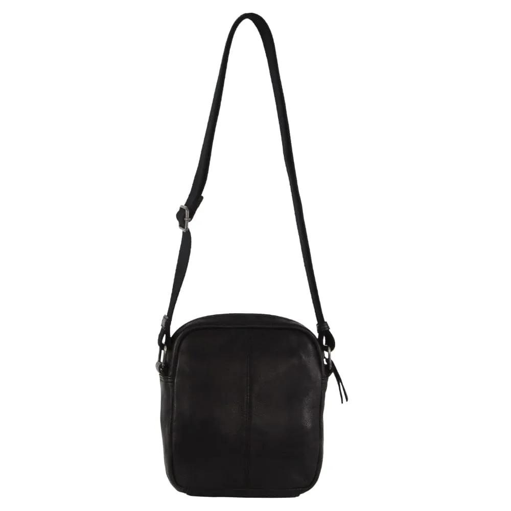 Pierre Cardin Men's Italian Leather Crossbody Bag in Black