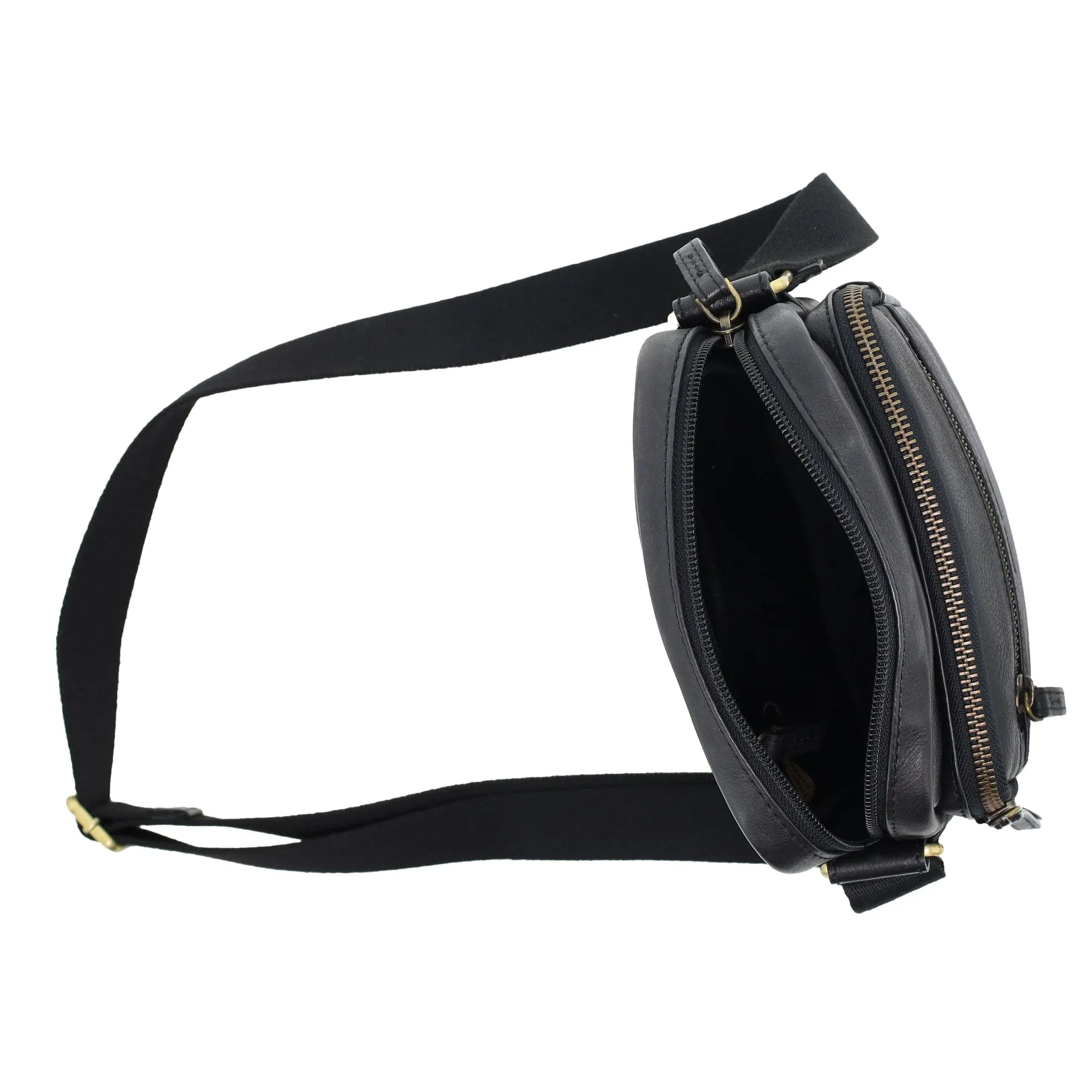Pierre Cardin Men's Italian Leather Crossbody Bag in Black