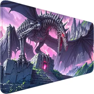Playmat for MTG- Stitched Edges TCG Playmat- 24x14 inches Non-Slip Dragon MTG Playmat Smooth Surface Rubber Base Board Game Mousepad for Trading Card Game Playing Includes Storage Bags