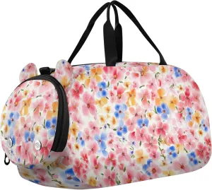 Plum Blossom Beauty Flowers Girl's Gym Duffel Bag with Shoes Compartment Large Capacity Carry On Weekender Bag for Travel, Sports, Fitness & Workout