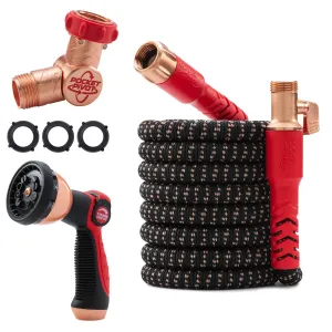 Pocket Hose Copper Head w/New Pocket Pivot Expandable Garden Hose 50 FT, AS-SEEN-ON-TV, Swivels 360°, Advanced Tri-Tex Tubing.