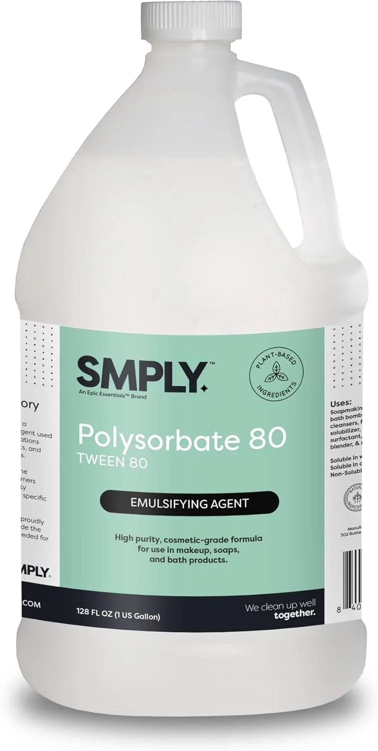 Polysorbate 80 | 100% Pure, Cosmetic Grade Formula | Tween 80 - For use in soaps, bath bombs, skincare, and cosmetics. | 1 Gallon
