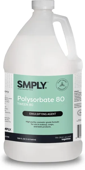 Polysorbate 80 | 100% Pure, Cosmetic Grade Formula | Tween 80 - For use in soaps, bath bombs, skincare, and cosmetics. | 1 Gallon