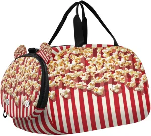 Popcorn Youth Sports & Travel Duffle Bag with Shoe Compartment,Waterproof Gym Bag for Girls and Boys (Overnight Essentials Organizer)