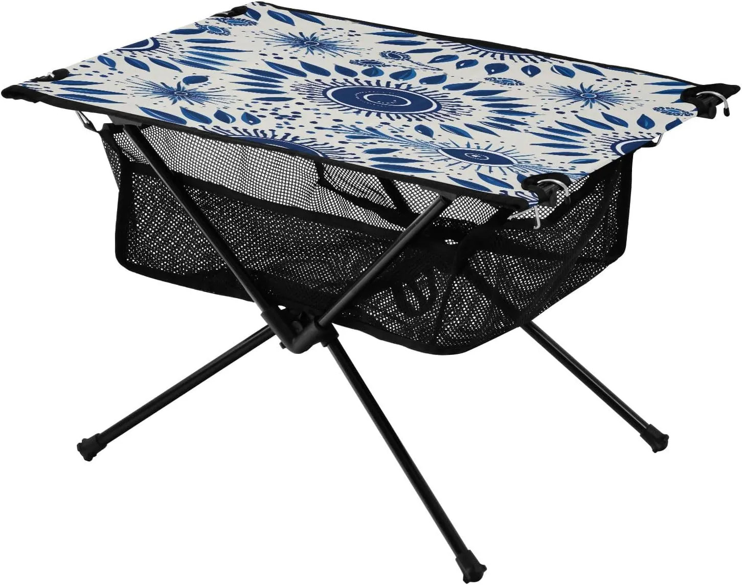 Portable Camping Table Foldable with Mesh Storage Lightweight Compact Camp Tent Side Table for Outside,Camping,Hiking,Tailgating,Blue Eyes