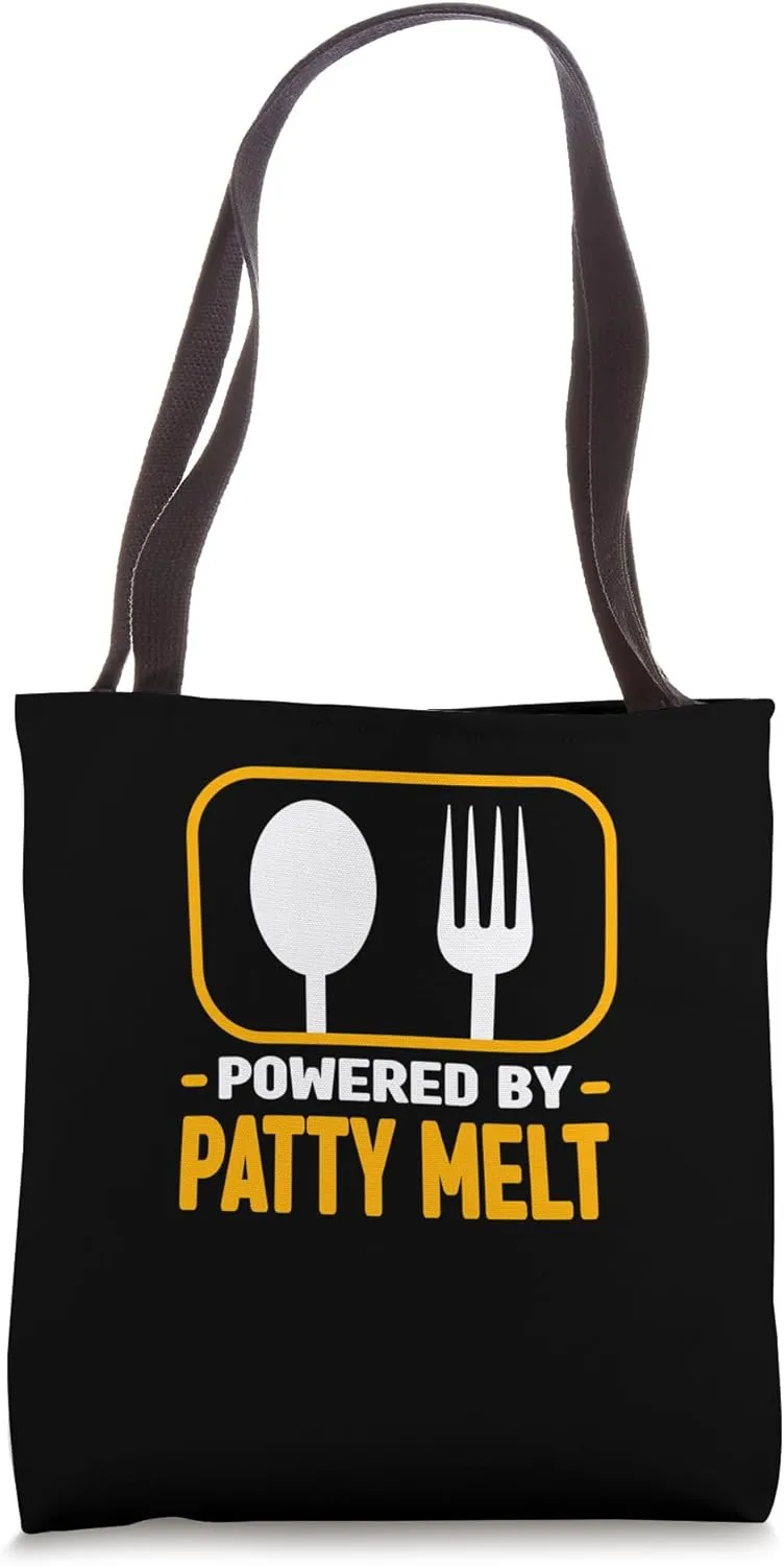 Powered By Patty Melt Funny Sandwich Humor American Food Tote Bag