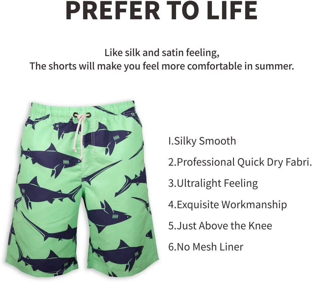 PREFER TO LIFE Men's Board Shorts, Quick Dry Swimwear Beach Holiday Party Bermuda Swim Big Pants …