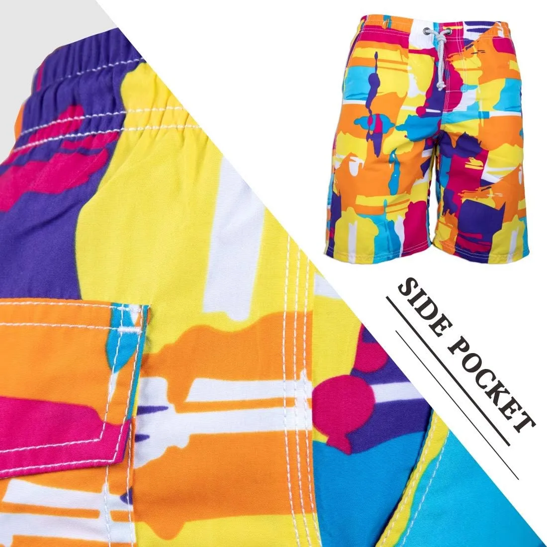 PREFER TO LIFE Men's Board Shorts, Quick Dry Swimwear Beach Holiday Party Bermuda Swim Big Pants …