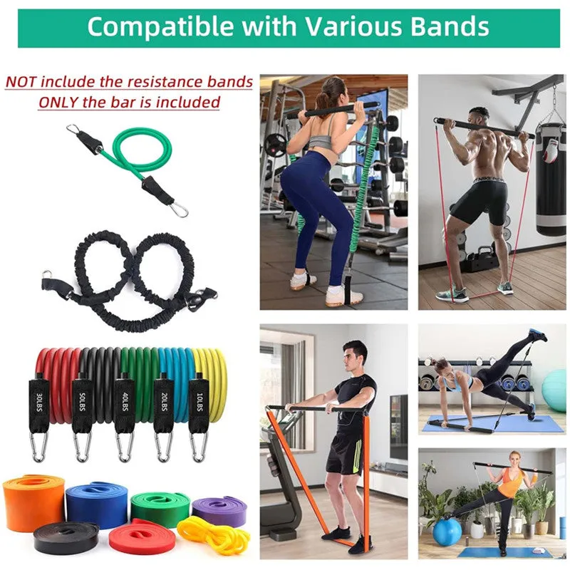 Premium Pilates Bar – Portable Resistance Yoga Stick for Full-Body Workout, Non-Slip Design, Adjustable Length, Up to 500lbs Capacity, Lightweight and Compact Exercise Equipment for Home & Travel