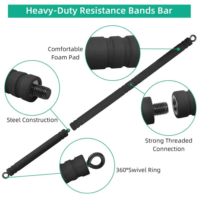 Premium Pilates Bar – Portable Resistance Yoga Stick for Full-Body Workout, Non-Slip Design, Adjustable Length, Up to 500lbs Capacity, Lightweight and Compact Exercise Equipment for Home & Travel