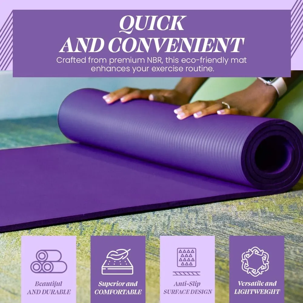 Premium Quality NBR made Yoga Mat with Carry strap for Floor Excercises | Non Slippery sweat resistant | Everyday Yoga | Indoor & Outdoor Excercises | Male and Female Fitness | Extra Cushion | Environmental Safe
