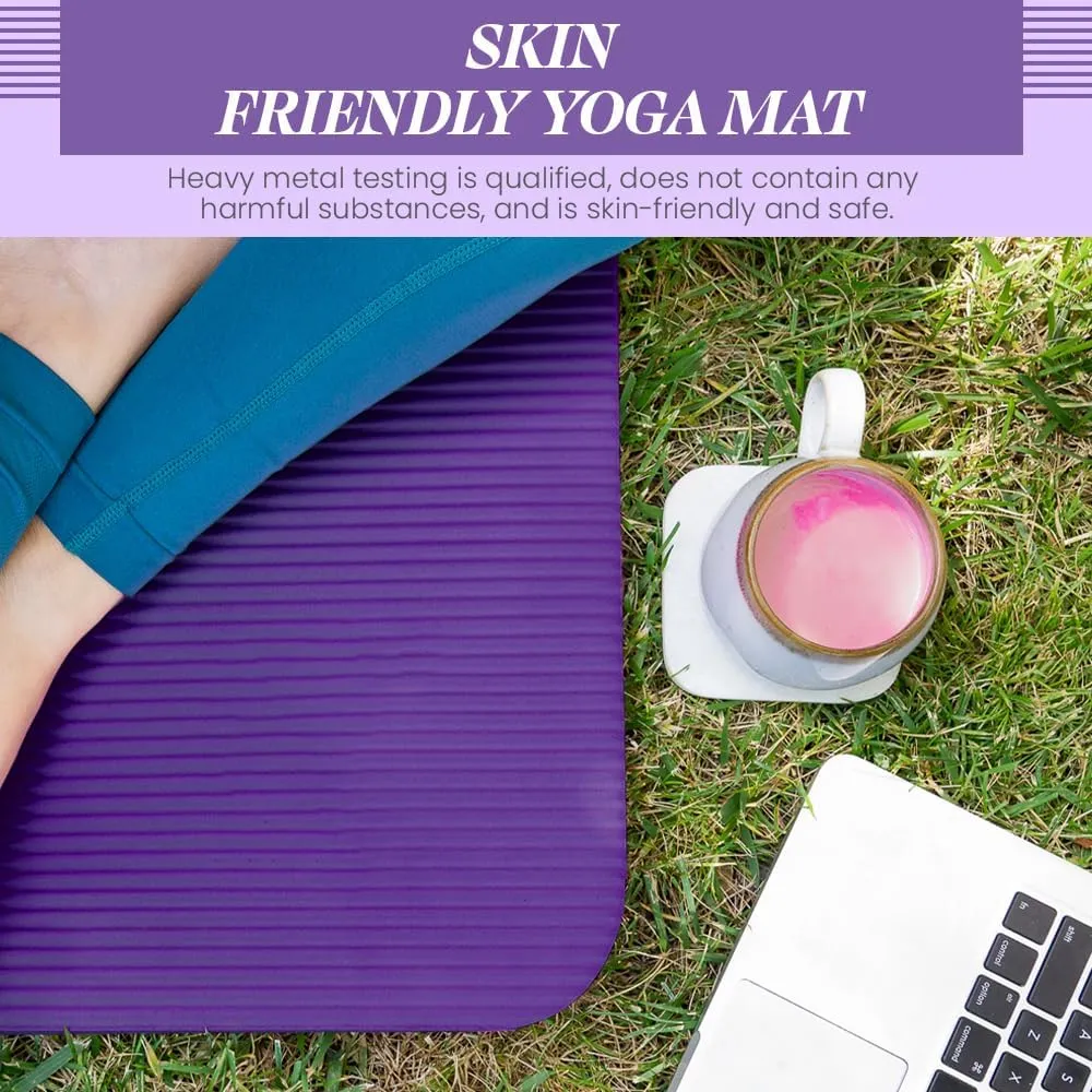 Premium Quality NBR made Yoga Mat with Carry strap for Floor Excercises | Non Slippery sweat resistant | Everyday Yoga | Indoor & Outdoor Excercises | Male and Female Fitness | Extra Cushion | Environmental Safe