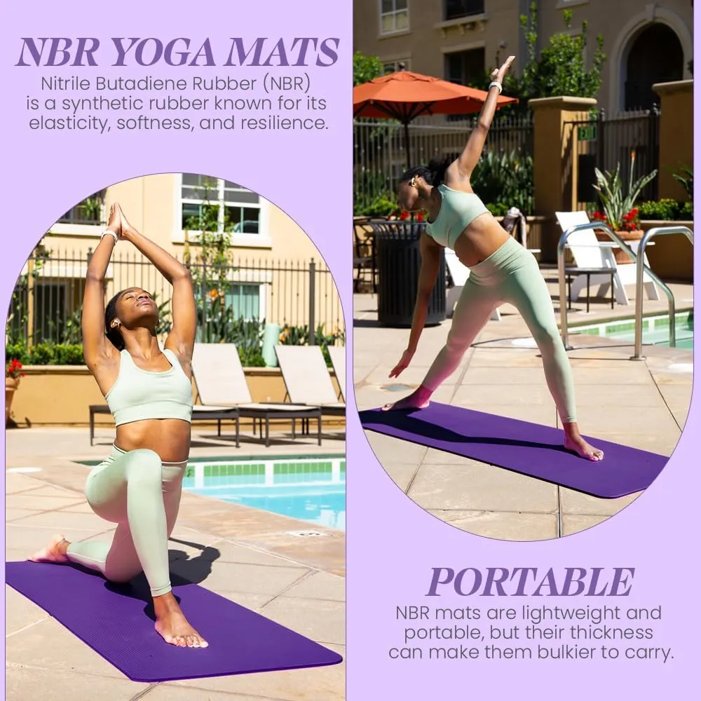 Premium Quality NBR made Yoga Mat with Carry strap for Floor Excercises | Non Slippery sweat resistant | Everyday Yoga | Indoor & Outdoor Excercises | Male and Female Fitness | Extra Cushion | Environmental Safe