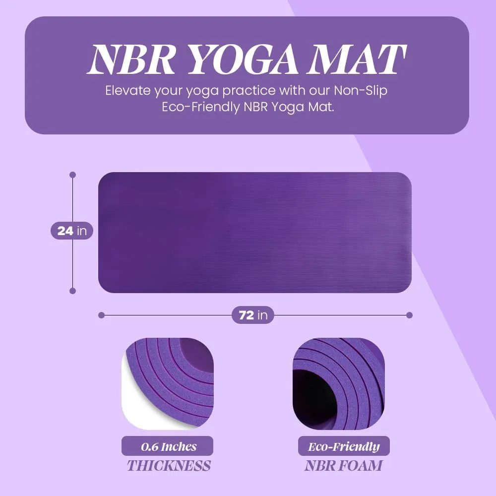 Premium Quality NBR made Yoga Mat with Carry strap for Floor Excercises | Non Slippery sweat resistant | Everyday Yoga | Indoor & Outdoor Excercises | Male and Female Fitness | Extra Cushion | Environmental Safe