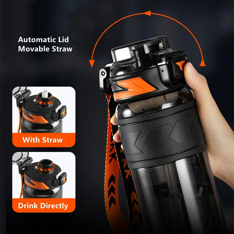 Premium Tritan Water Bottle – 1000ml/1500ml Portable Fitness Kettle with Straw, BPA-Free, Durable, Leak-Proof, Ideal for Gym, Running, Hiking, Outdoor Sports