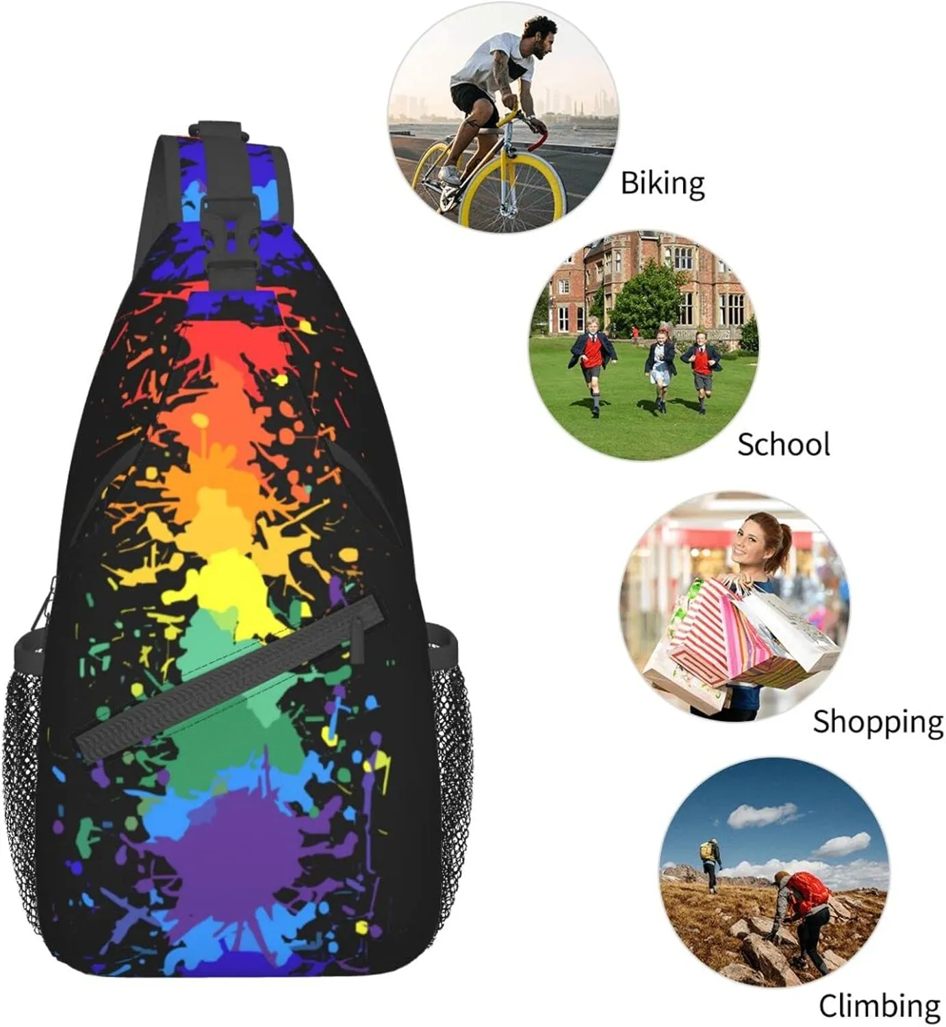 Pride Crossbody Bag LGBTQ Sling Bag Crossbody Backpack Rainbow Shoulder Bags Travel Hiking Daypack for Men Women