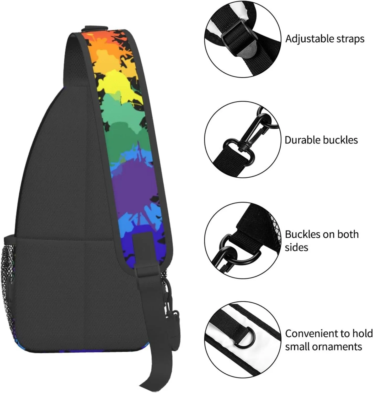 Pride Crossbody Bag LGBTQ Sling Bag Crossbody Backpack Rainbow Shoulder Bags Travel Hiking Daypack for Men Women