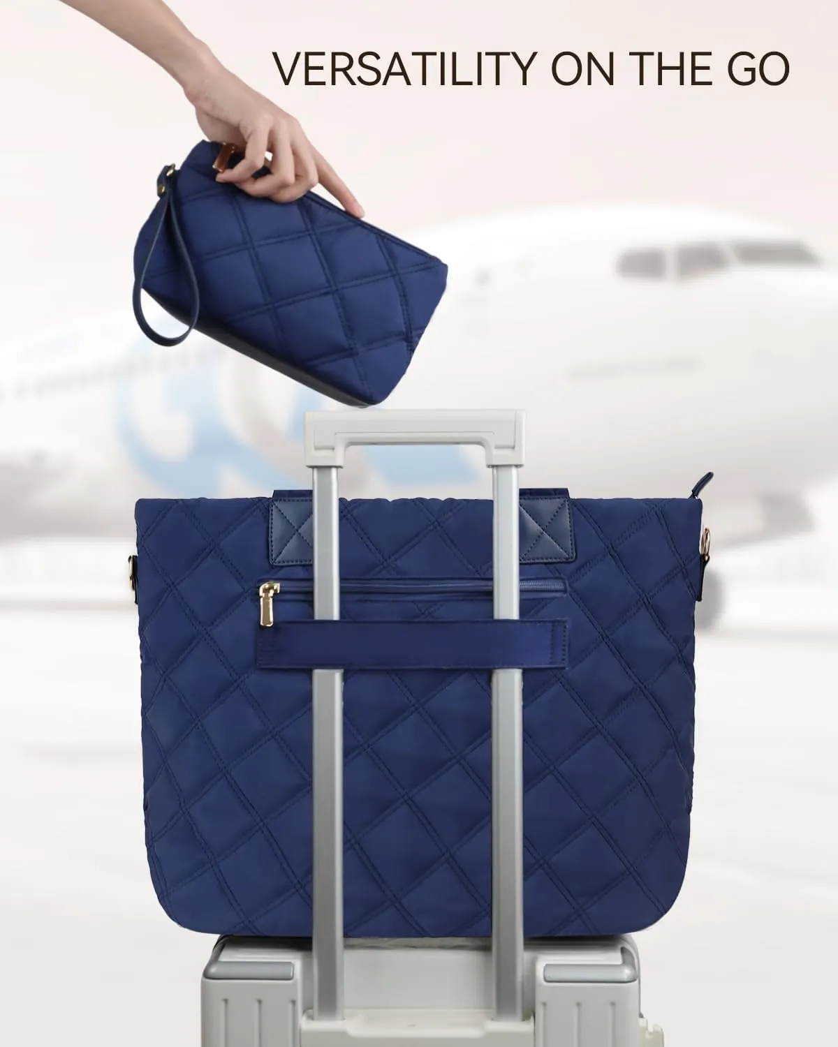 Prite Tote Bag for Women Lightweight Puffer Tote with Compartment Quilted Work Bag