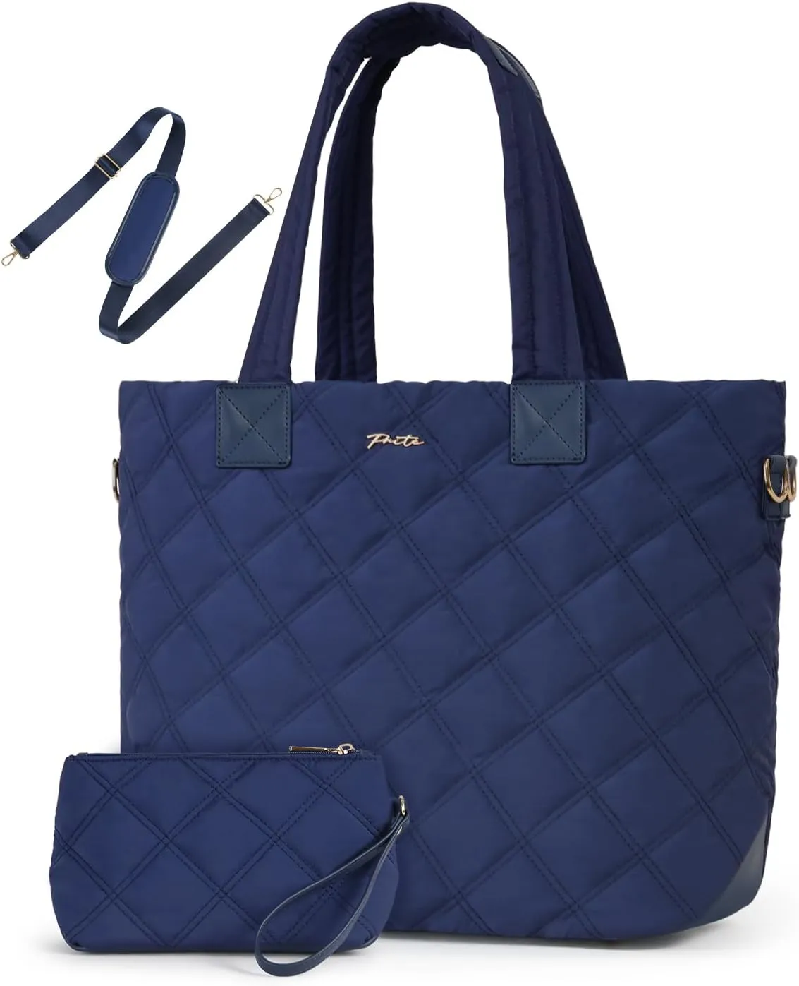 Prite Tote Bag for Women Lightweight Puffer Tote with Compartment Quilted Work Bag