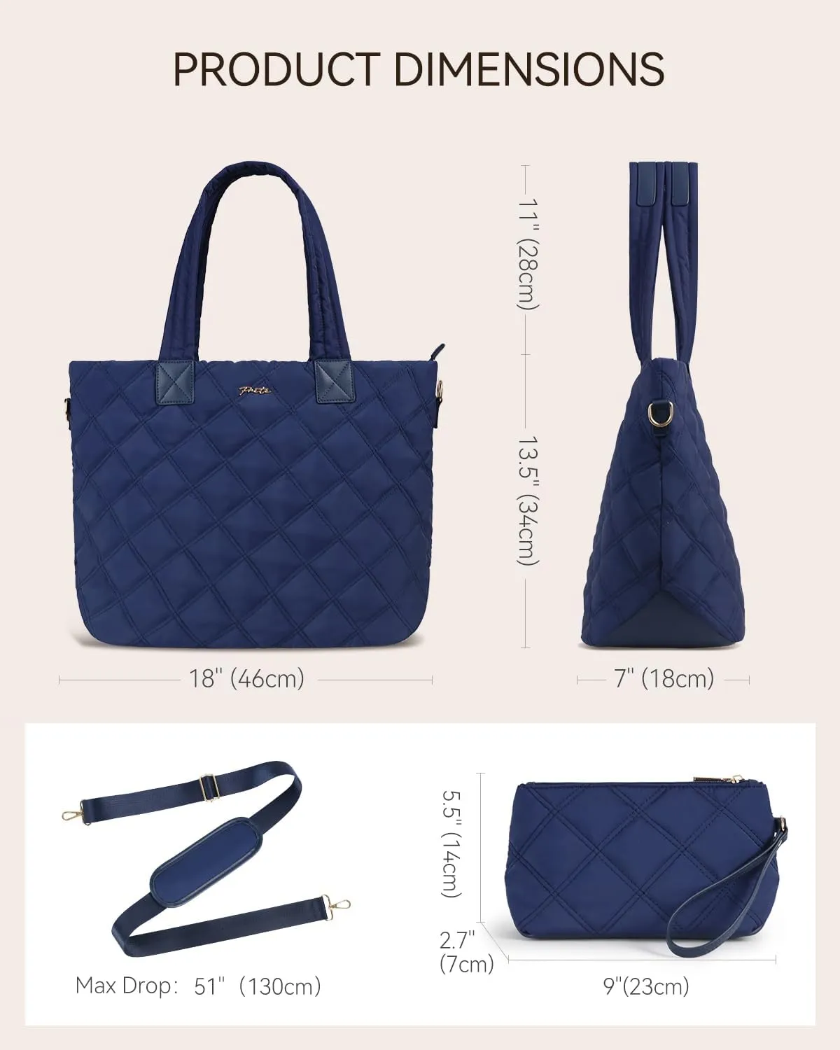 Prite Tote Bag for Women Lightweight Puffer Tote with Compartment Quilted Work Bag