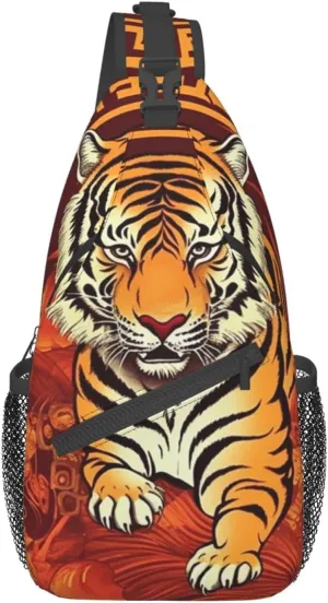 Prosperity in the Year of the Tiger Print Unisex Chest Bags Crossbody Sling Backpack Lightweight Daypack for Travel Hiking