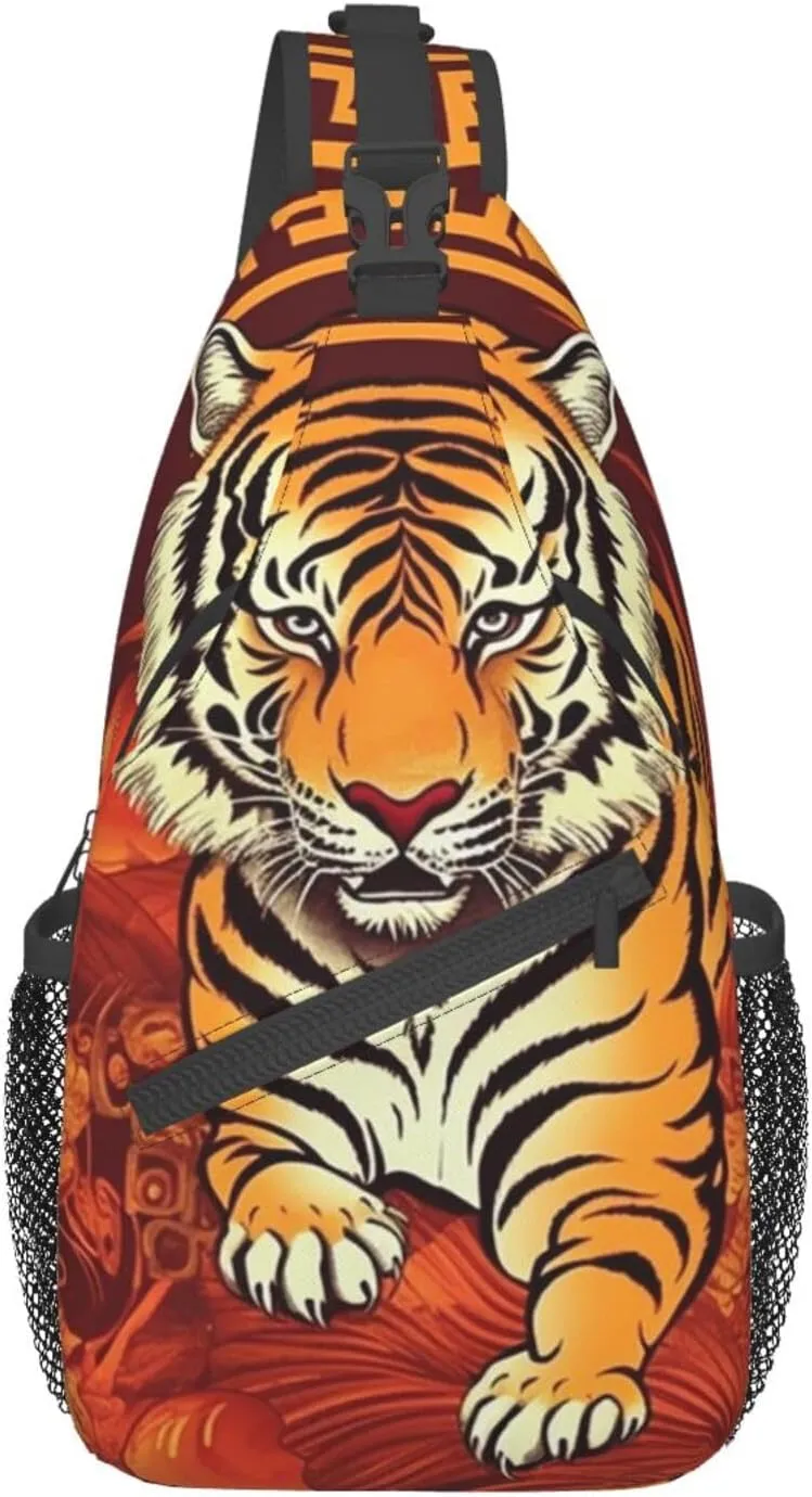 Prosperity in the Year of the Tiger Print Unisex Chest Bags Crossbody Sling Backpack Lightweight Daypack for Travel Hiking