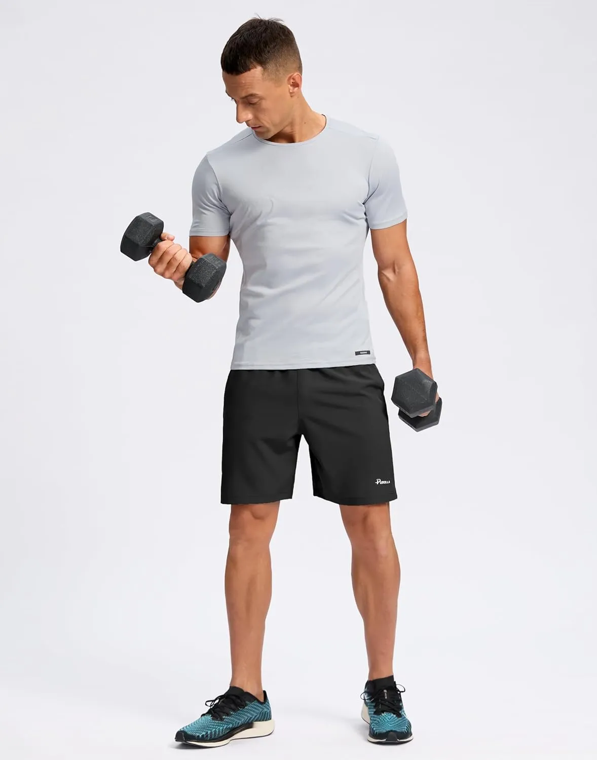 Pudolla Men's 7" Gym Workout Shorts with Zipper Pockets Lightweight Quick Dry Running Athletic Shorts for Men