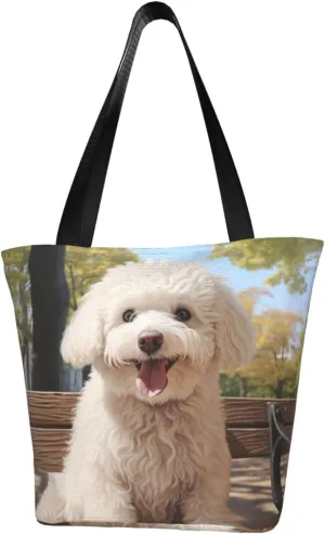 Puppy With Tongue Out Classic Printed Design,Large-Capacity Lightweight Quilted Handbag,Suitable For Shopping,Fitness,Fashionable And Easy To Match Life