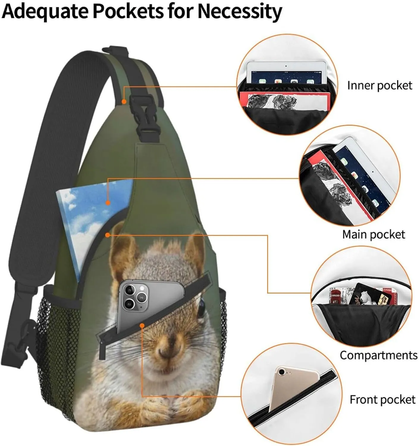 Raccoon Crossbody Bag Animal Shoulder Bag Backpack Cute Sling Bag Chest Casual Daypack for Outdoor