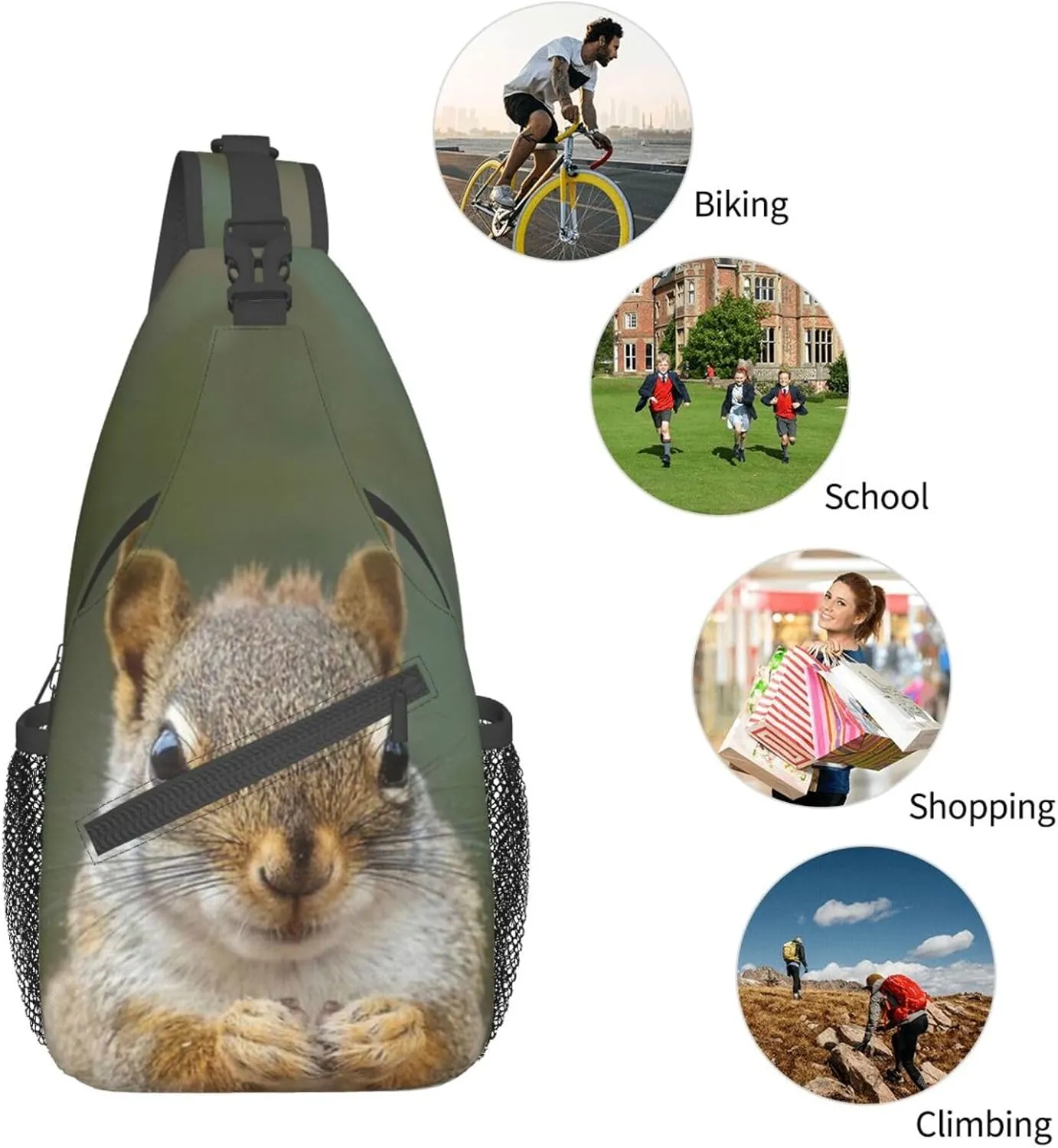 Raccoon Crossbody Bag Animal Shoulder Bag Backpack Cute Sling Bag Chest Casual Daypack for Outdoor