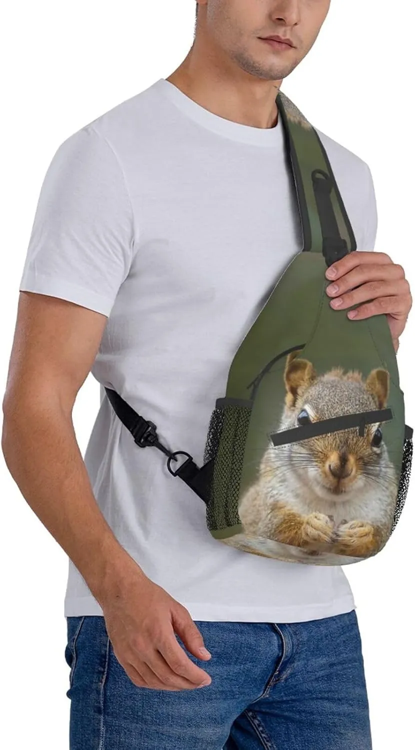 Raccoon Crossbody Bag Animal Shoulder Bag Backpack Cute Sling Bag Chest Casual Daypack for Outdoor