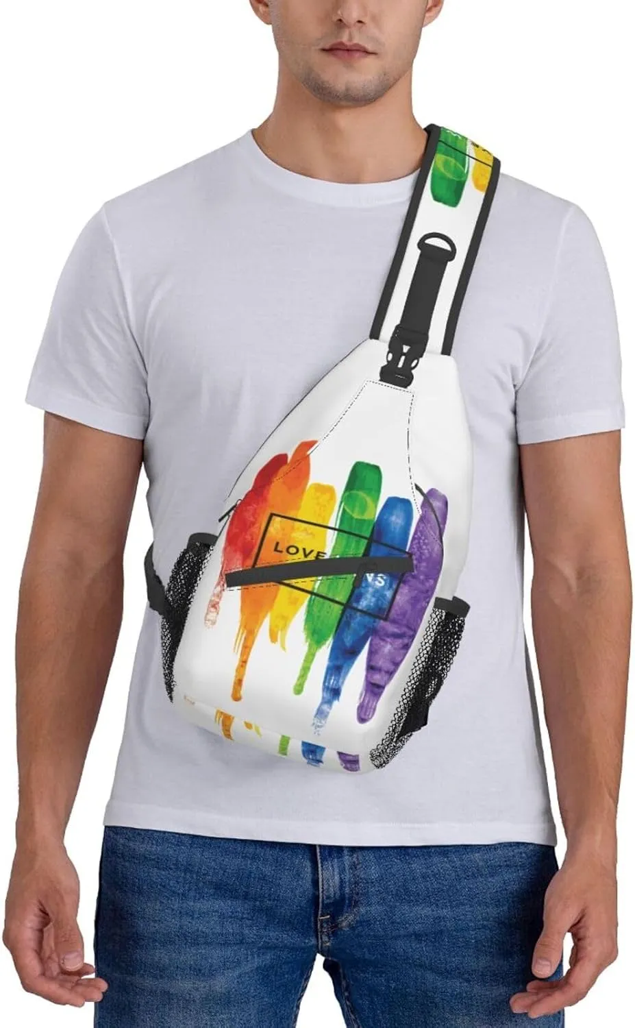 Rainbow LGBT Pride Sling Bag LGBT Crossbody Sling Backpack Multipurpose LGBT Chest Bag for Women Cycling