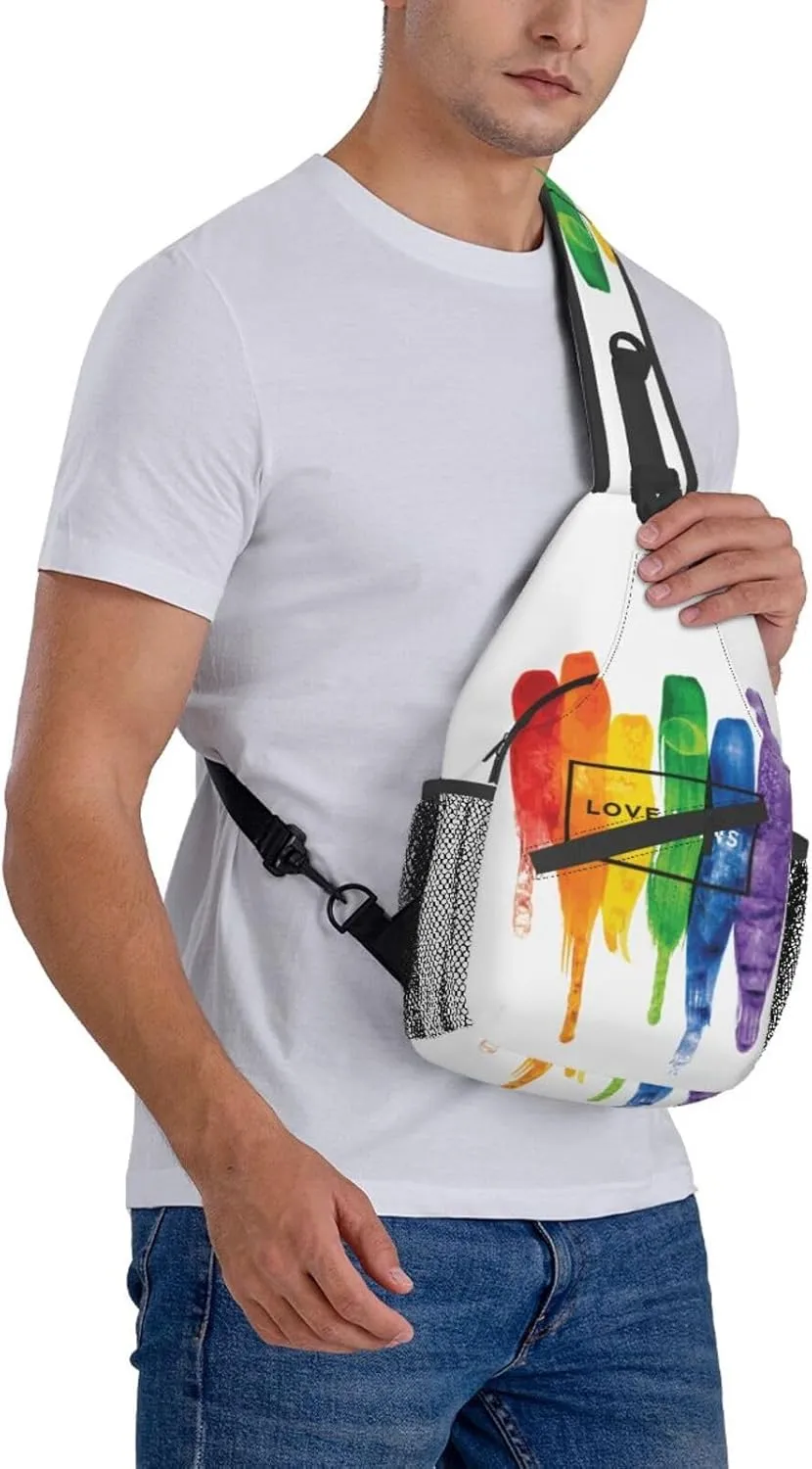 Rainbow LGBT Pride Sling Bag LGBT Crossbody Sling Backpack Multipurpose LGBT Chest Bag for Women Cycling