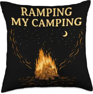 Ramping My Camping Hiking Wildlife Hiker Outdoor Camper Throw Pillow, 18x18, Multicolor