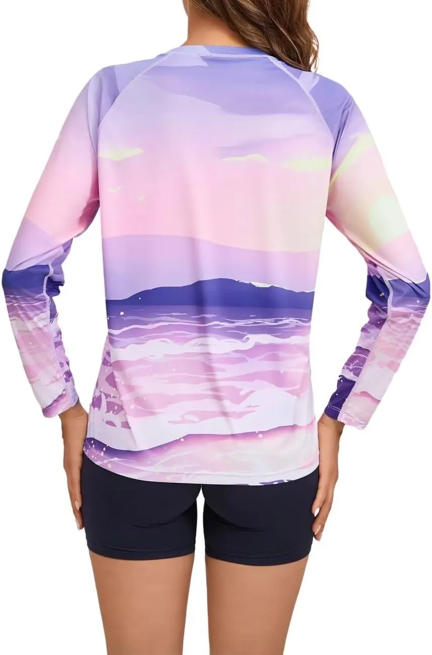 Rash Guard for Women UPF 50  Long Sleeve Shirts Surfing Swimming Tops Lightweight