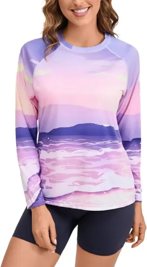 Rash Guard for Women UPF 50  Long Sleeve Shirts Surfing Swimming Tops Lightweight