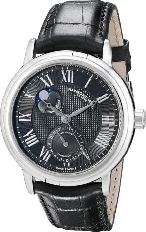 Raymond Weil Men's 2839-STC-00209 "Maestro" Stainless Steel Automatic Watch with Black Leather Band